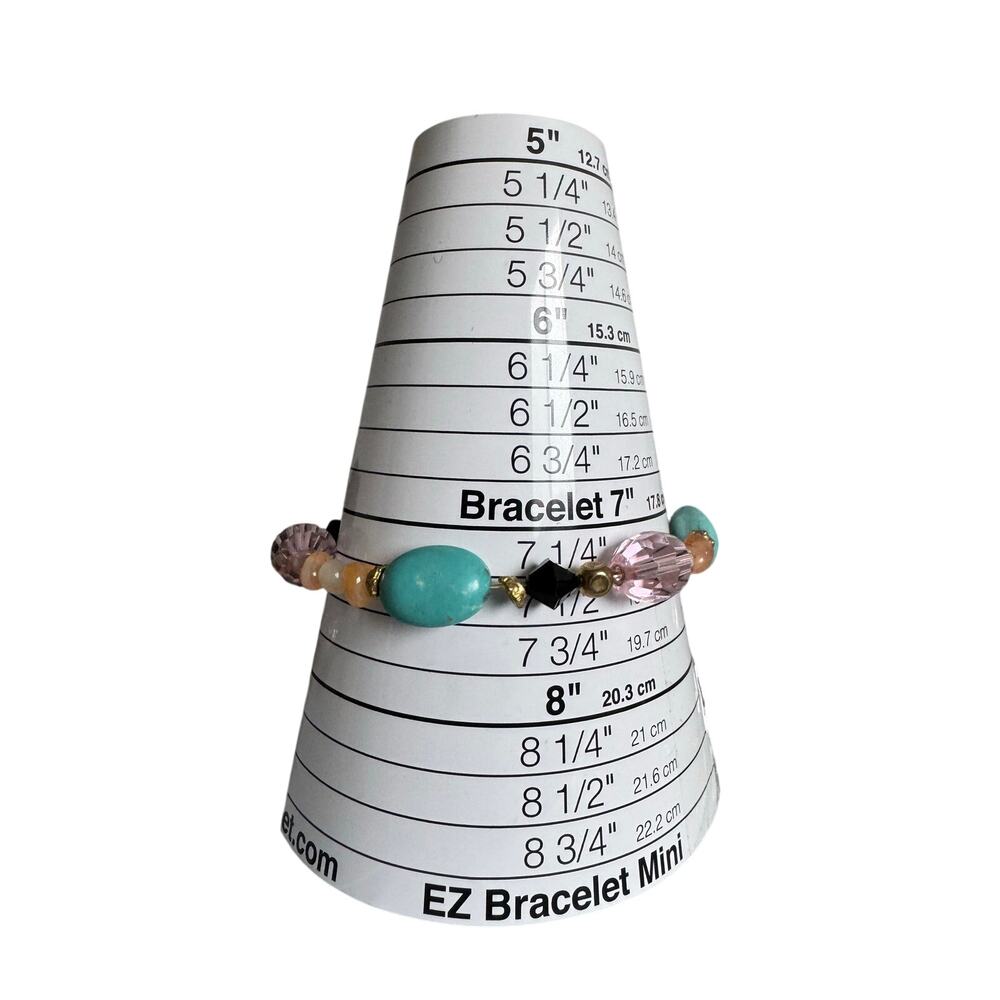 Handmade Turquoise, Stone and Beaded Stretchy bracelet